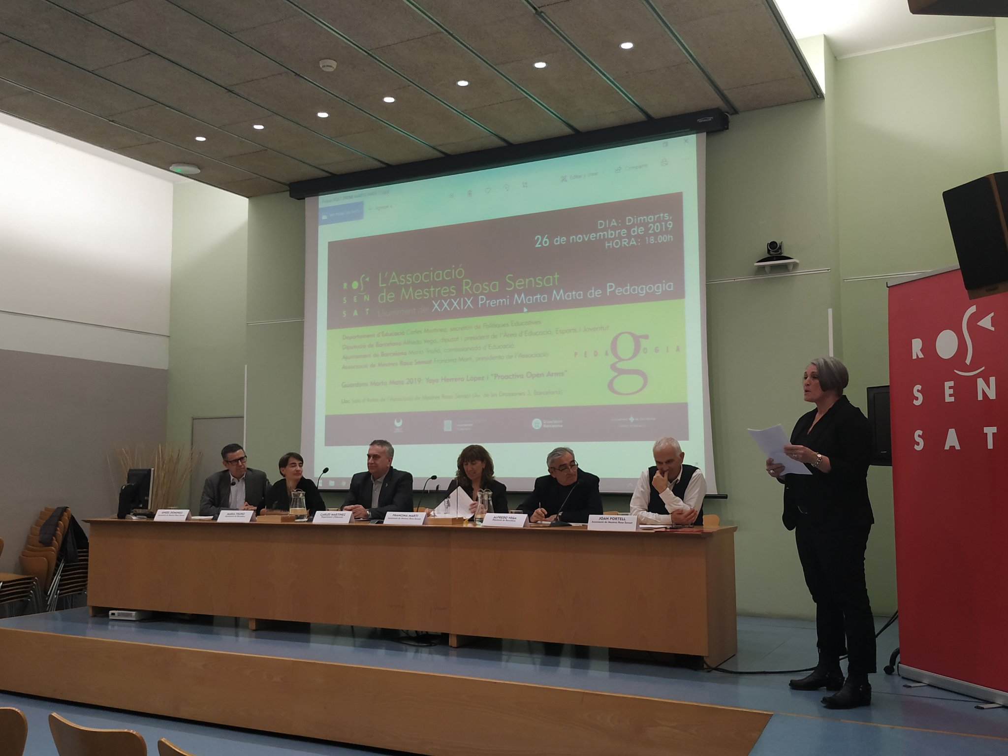 La professora Emma Bosch rep el 39è Premi Marta Mata de Pedagogia juntament amb l’activista Yayo Herrero i Proactiva Open Arms, guardons individual i col·lectiu 2019